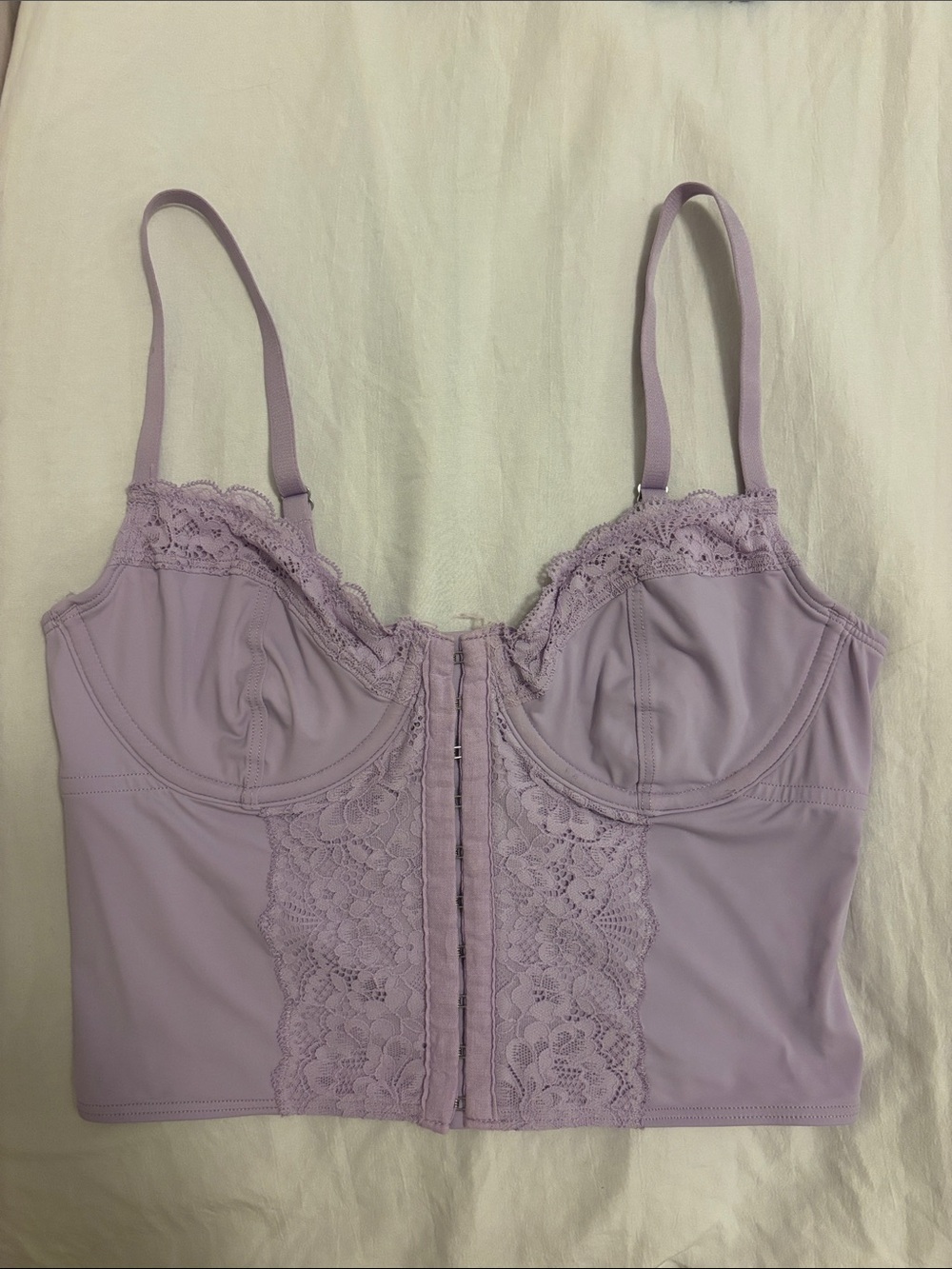 Gilly Hicks Longline Lace-Trim Bustier Bra in Lavender